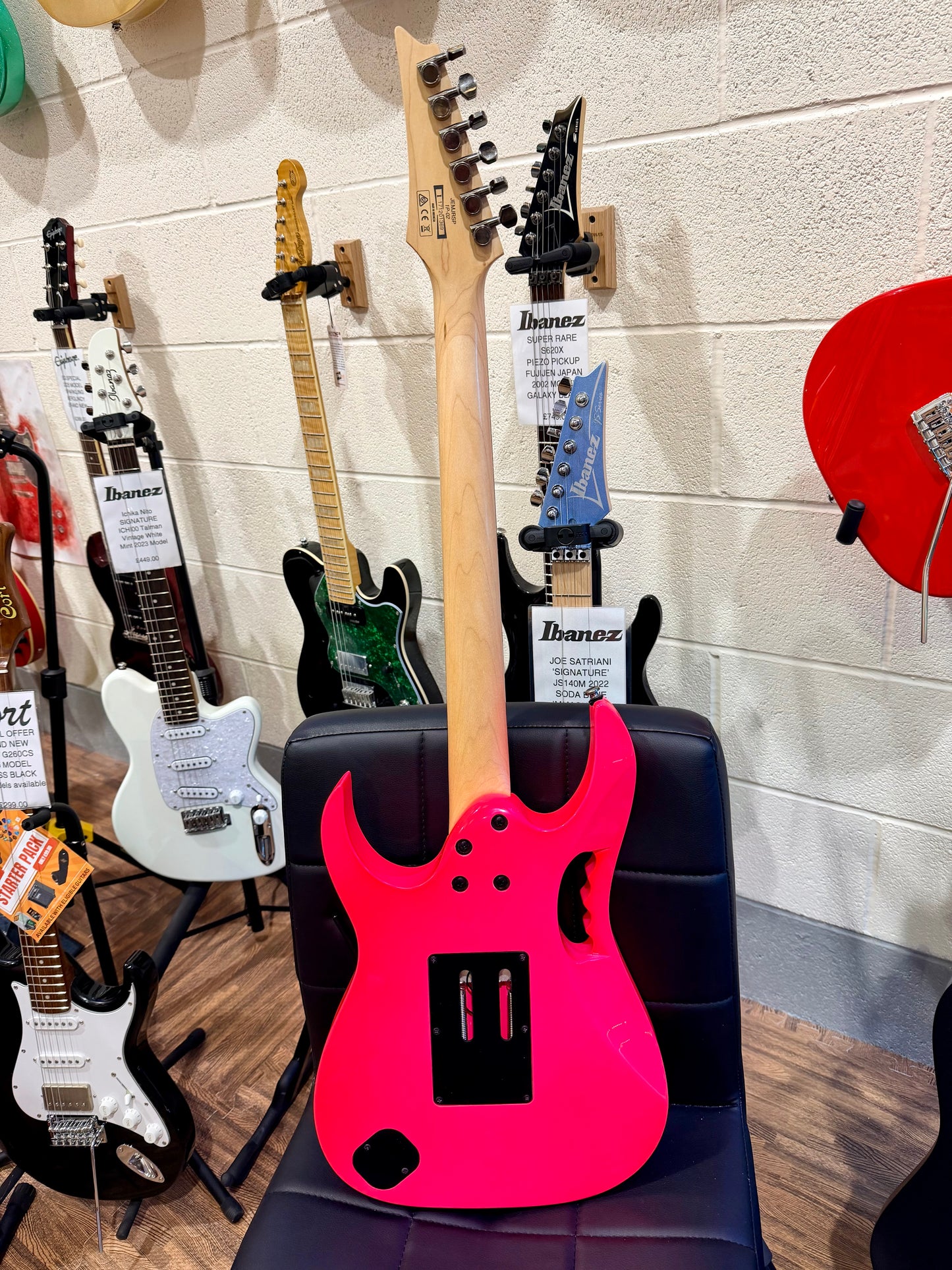 🔥2017🔥 Ibanez Steve Vai Jem Jr~ Neon Pink Junior~ Floyd Rose~ Wizard Neck!