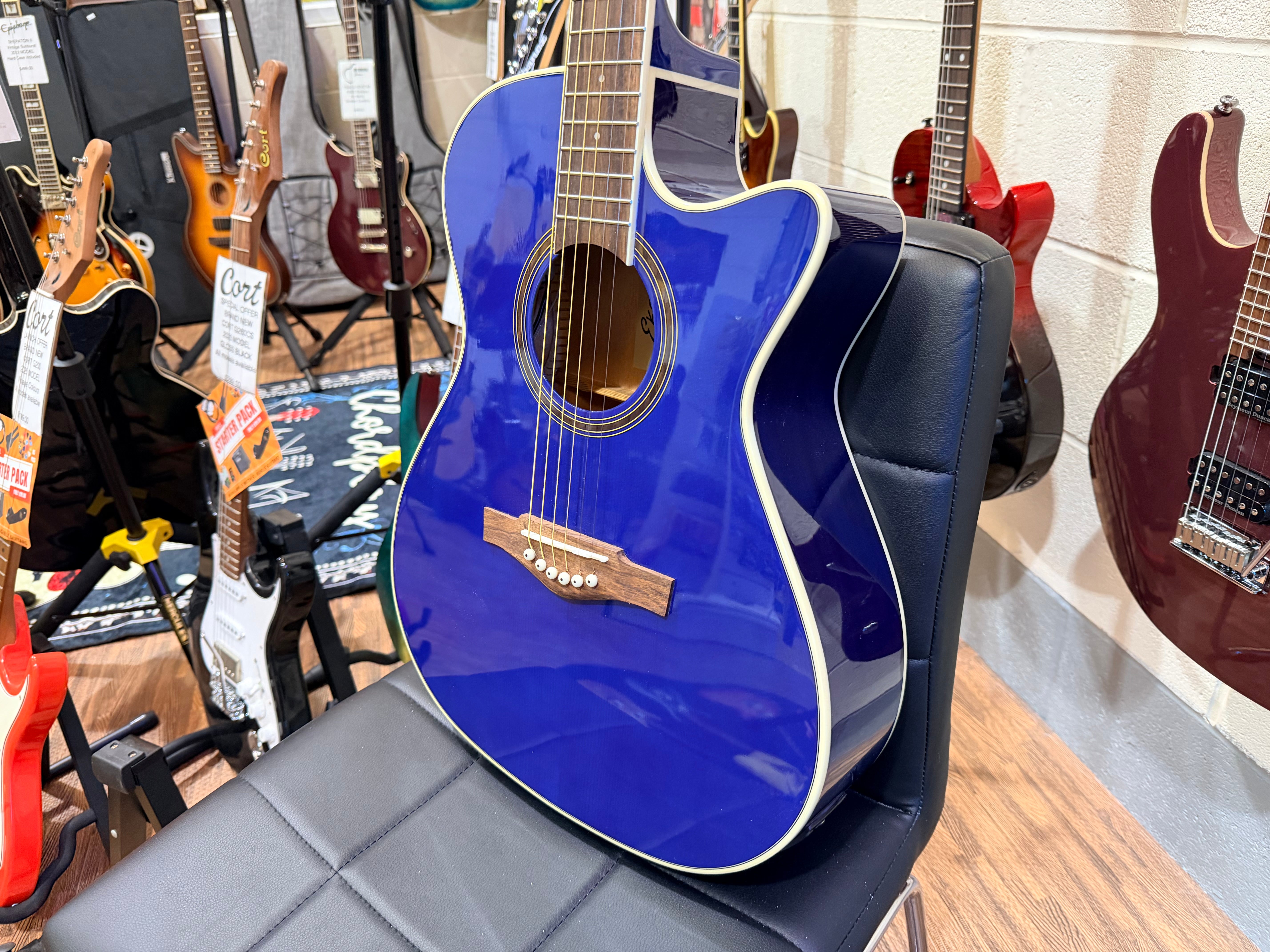 🔥NEW 2026🔥 Eko NXT A100CE Electro-Acoustic Guitar~ See Thru Blue~ Latest Model