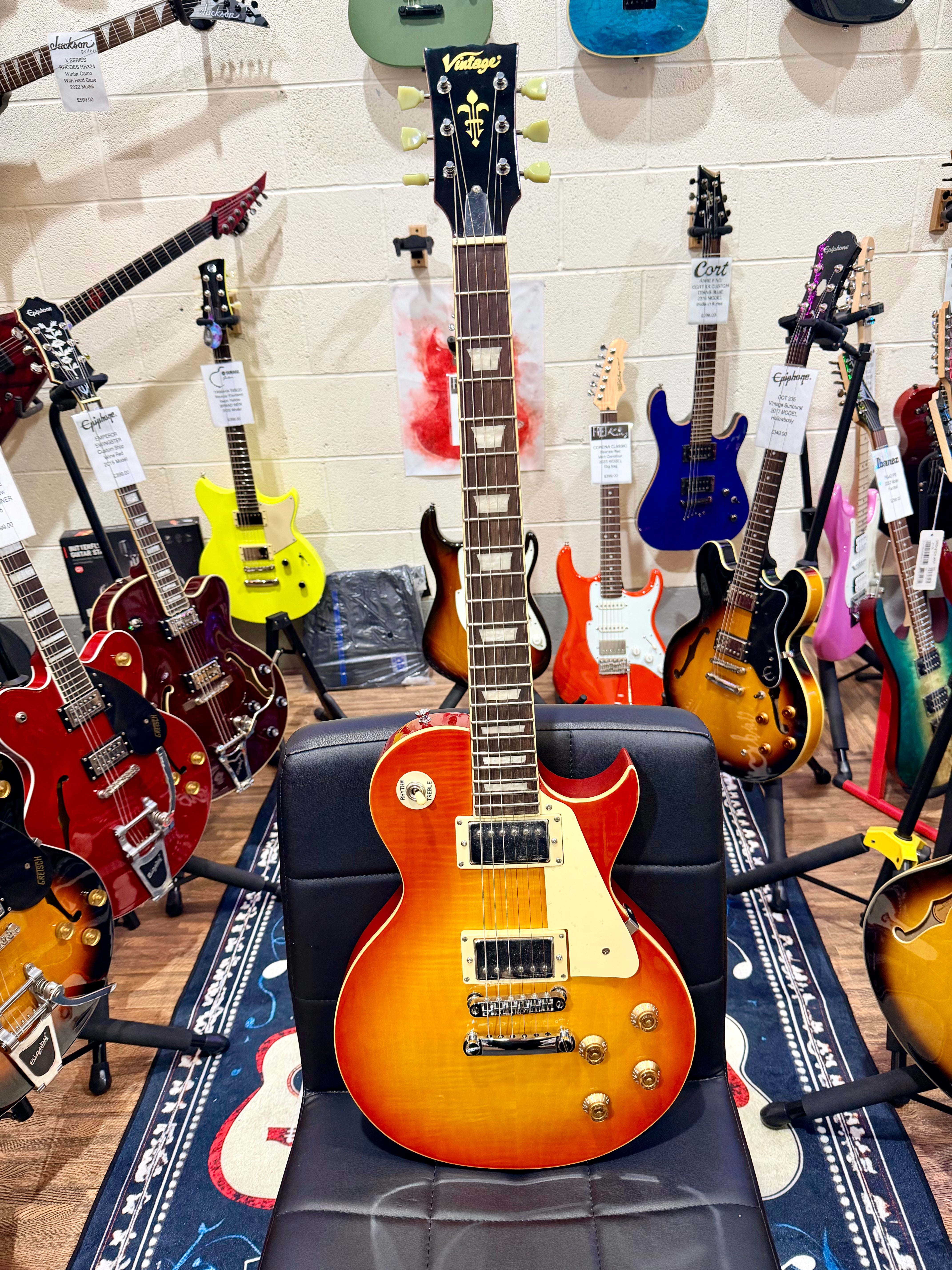 🍯B-STOCK🍯 Vintage V100 ReIssued Electric Guitar ~ Honeyburst Les Paul!