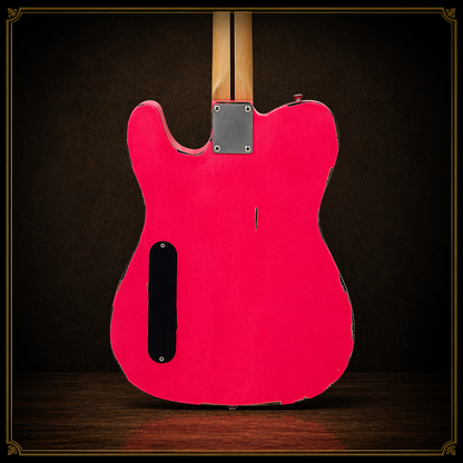 🇬🇧 Vintage V52 ProShop Unique Guitar~ Light Distressed Shocking Pink 🇬🇧