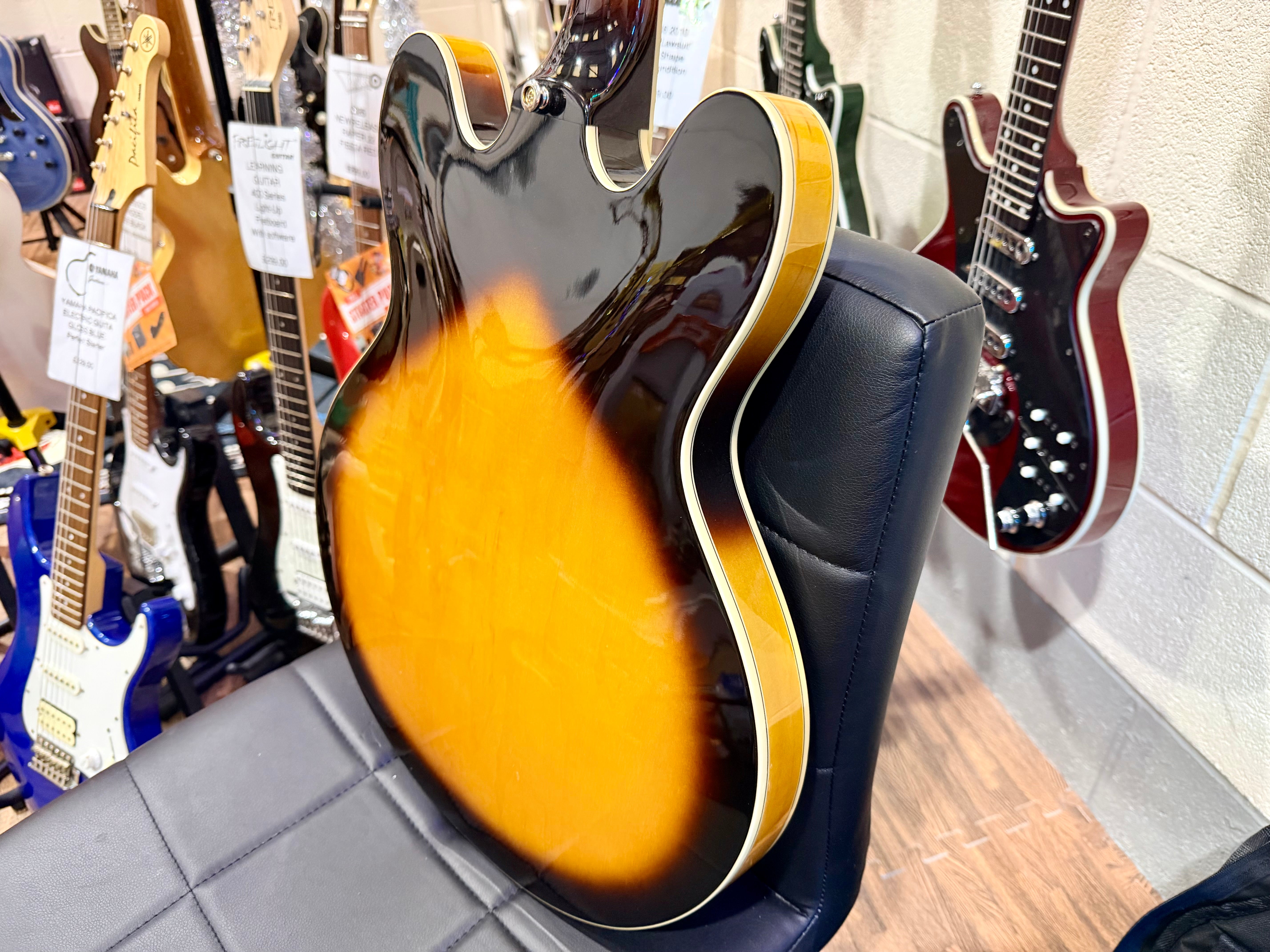 ☀️2008☀️ Epiphone Sheraton ii VS~ Vintage Sunburst~ Hollow-body~ Hard Case!