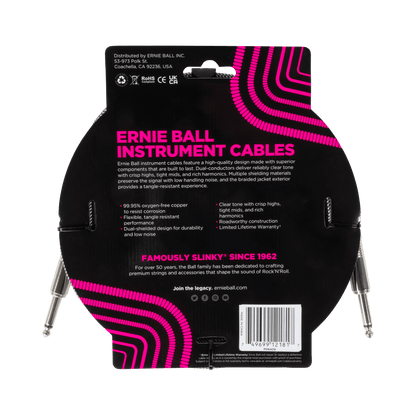 Ernie Ball Braided Instrument Cable- Purple Python 10ft Straight/Straight
