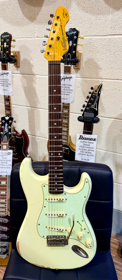 🔥2020🔥 Vintage V6 Thomas Blug Signature Guitar~ Distressed Relic~ Vintage White