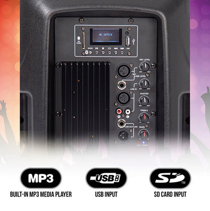 🔈 KAM RZ12ABT V3 12” Active PA Speaker Bluetooth 1000W USB SD + Stand 🔈