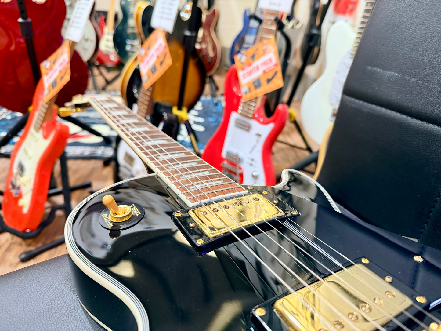 🔥MINT 2023🔥 Tokai UALC62 BB~ Les Paul Custom Style~ Gloss Black/Gold Hardware!