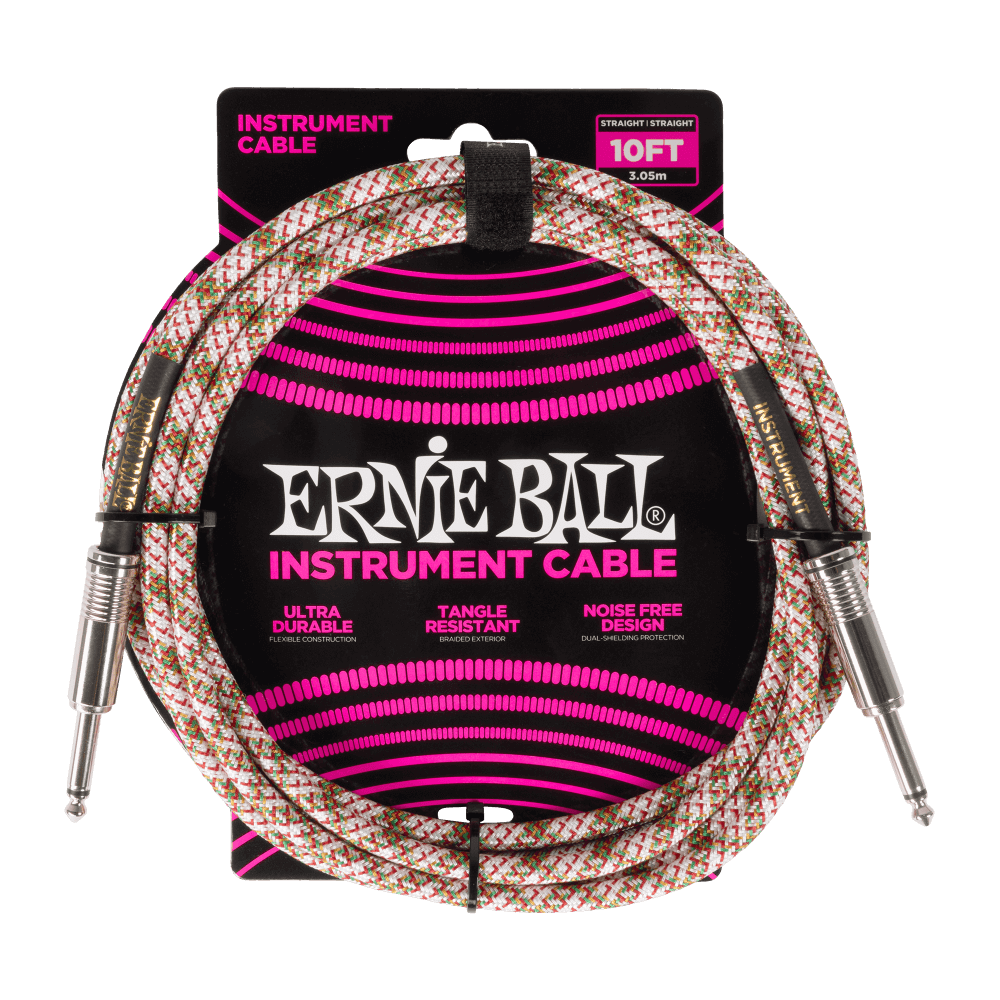 Ernie Ball Braided Instrument Cable- Emerald Argyle 10ft Straight/Straight