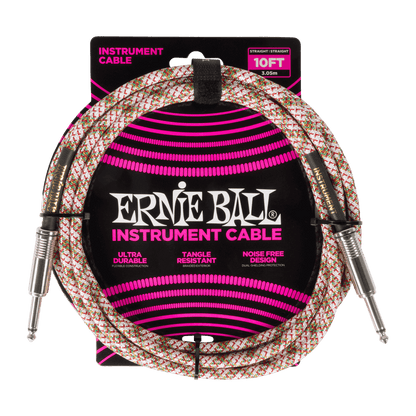 Ernie Ball Braided Instrument Cable- Emerald Argyle 10ft Straight/Straight