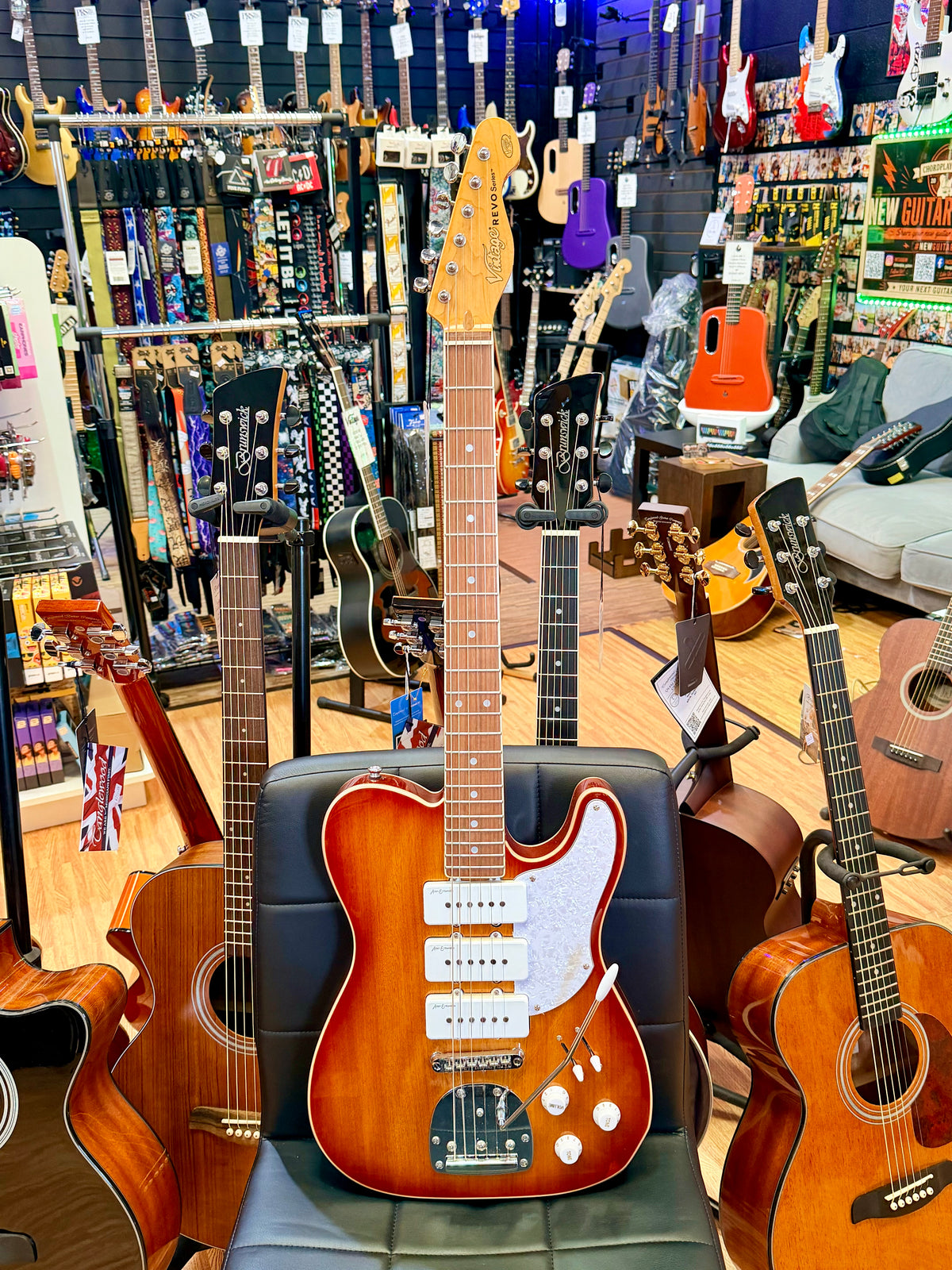 Vintage REVO Series Trio VRBT72HB~ Honeyburst~ Triple P90~ Last One DEAL