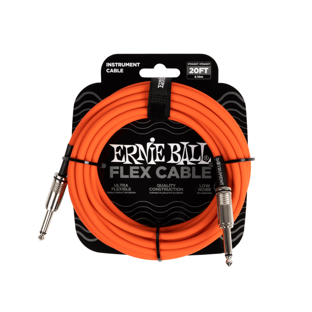 Ernie Ball Flex Instrument Cable- Straight/Straight 20ft- Orange