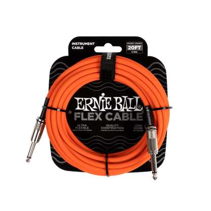 Ernie Ball Flex Instrument Cable- Straight/Straight 20ft- Orange