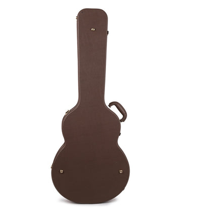 Deluxe Arch Top Wood Case Semi-Acoustic 335 Style Guitars- Brown/Red Plush