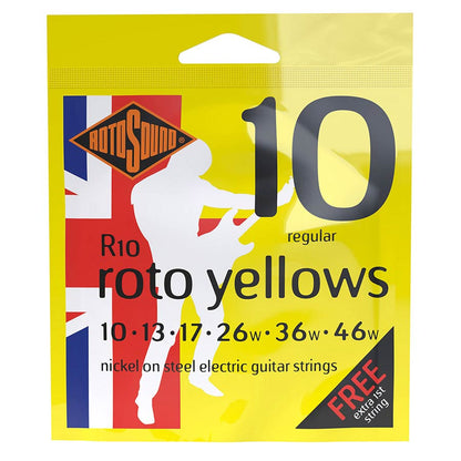 Rotosound R10 ROTO Yellows Nickel Wound 10-46 Electric Guitar Strings, Regular