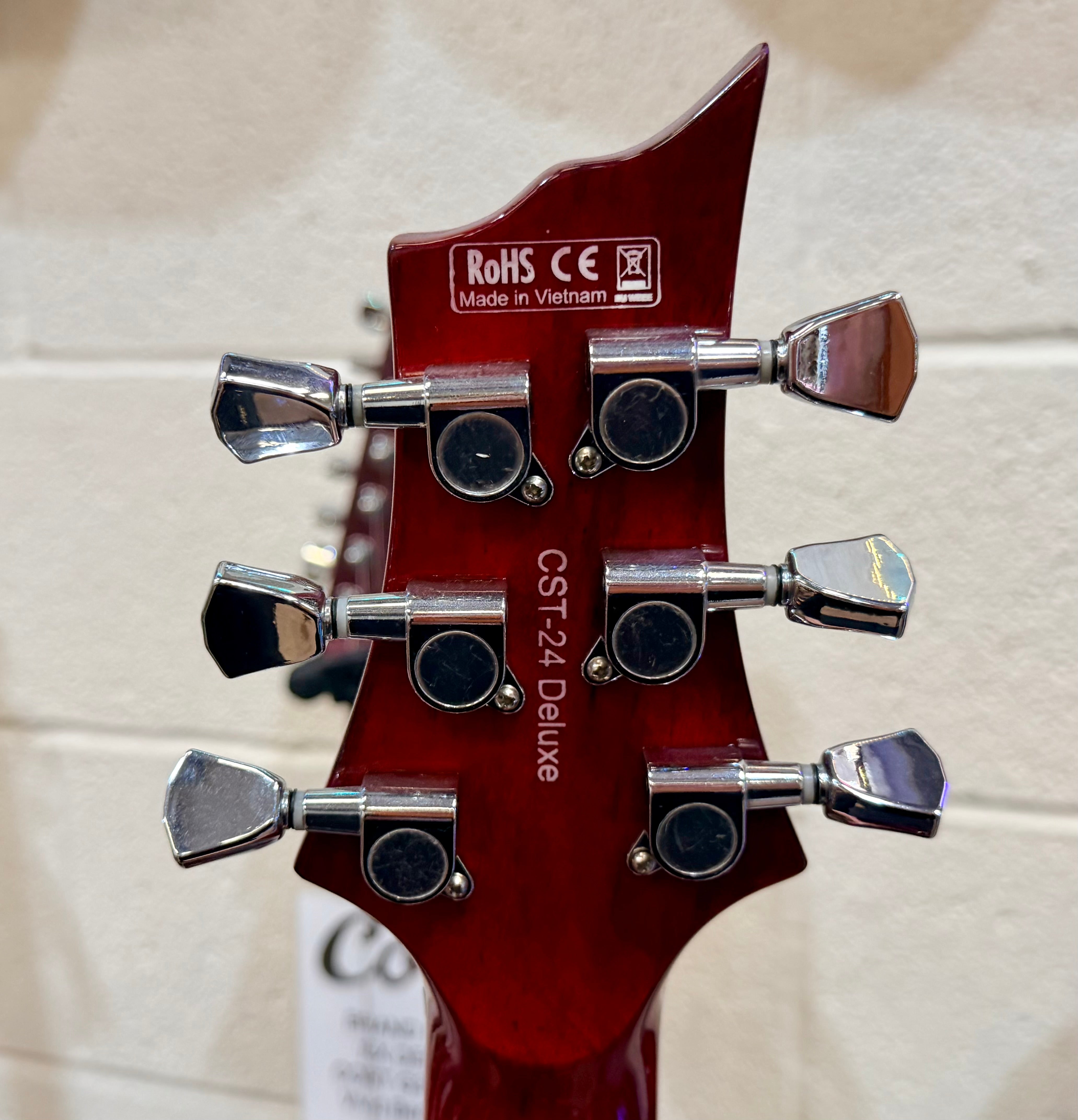 🔥UPGRADED🔥 Harley Benton CST-24 Deluxe~ Black Cherry Flame~ Bare Knuckle P’ups