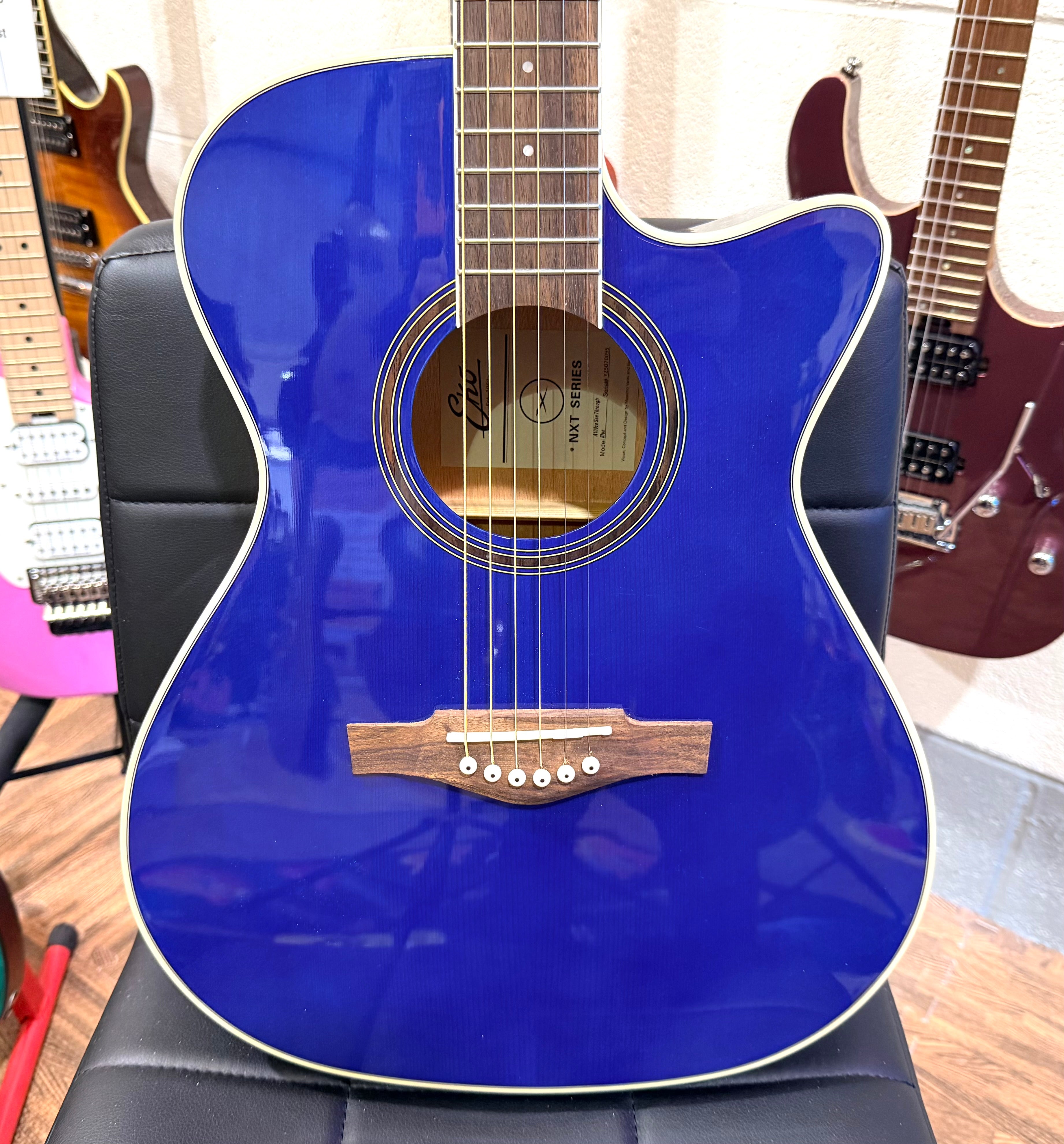 🔥NEW 2026🔥 Eko NXT A100CE Electro-Acoustic Guitar~ See Thru Blue~ Latest Model