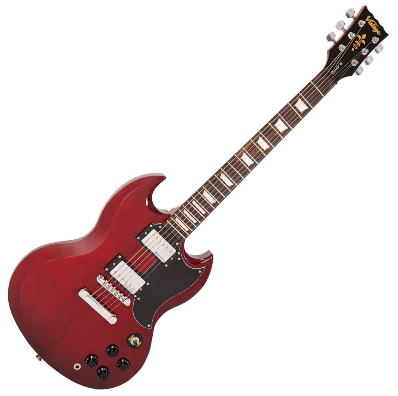 Vintage V69 SG Style Coaster Series Electric Guitar Starter Pack ~ Cherry Red