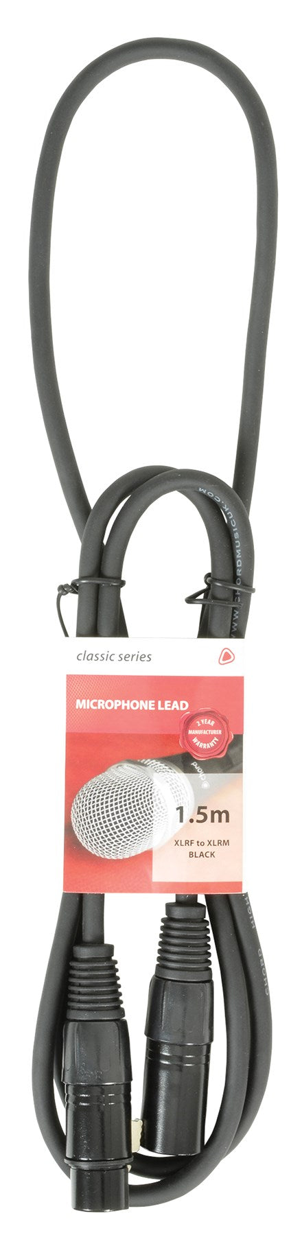 Citronic Classic Microphone Lead XLR Female - Male 1.5m Black
