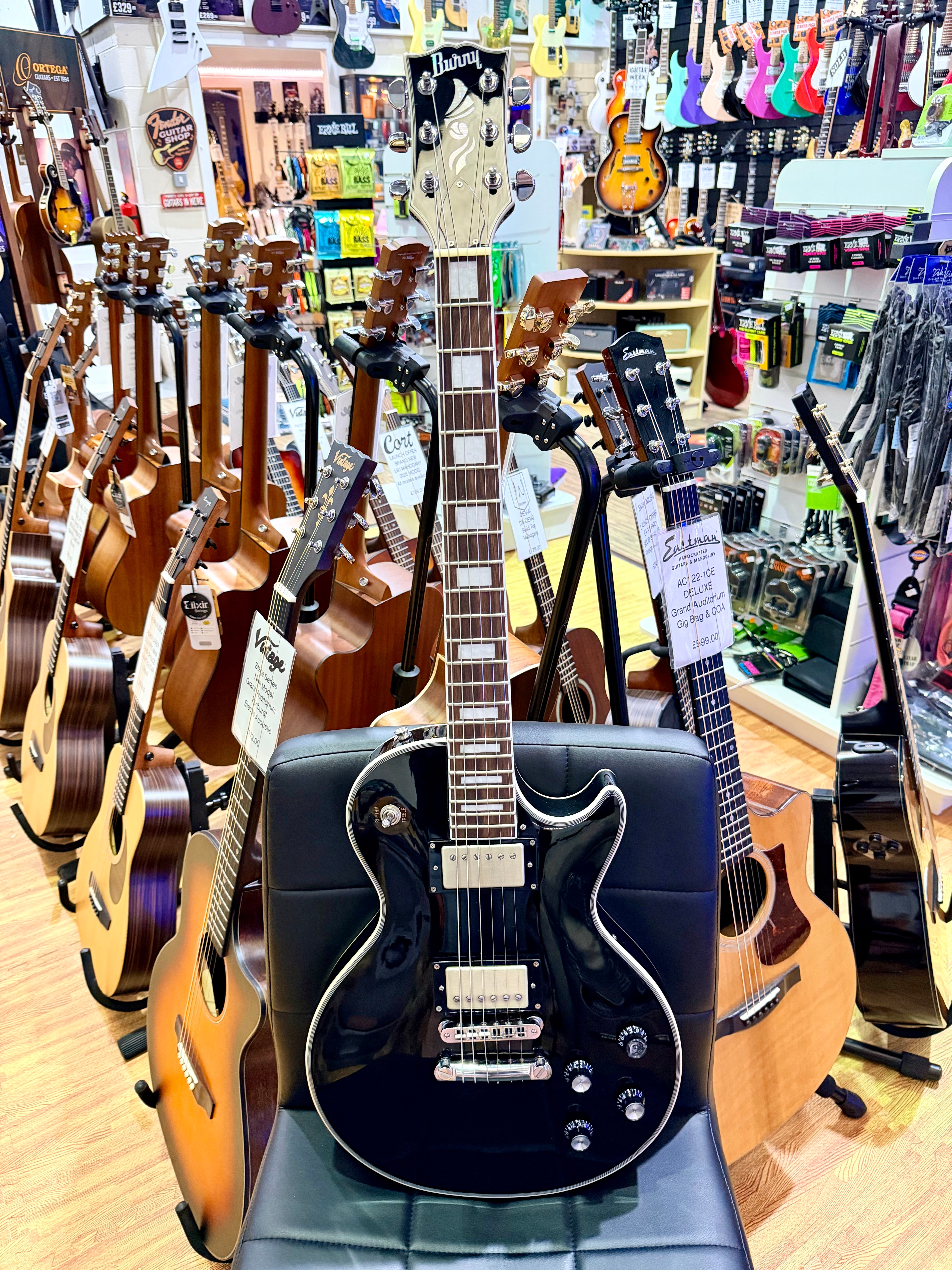 🔥2021🔥 Burny RLC-50JS Black John Sykes Les Paul Custom~ IronGear Pickups!
