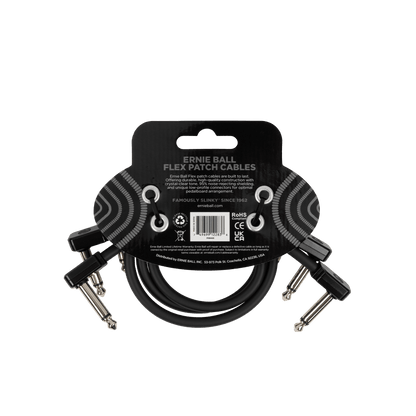 Ernie Ball Flex Patch Cable 12in- Pack of 3 Black