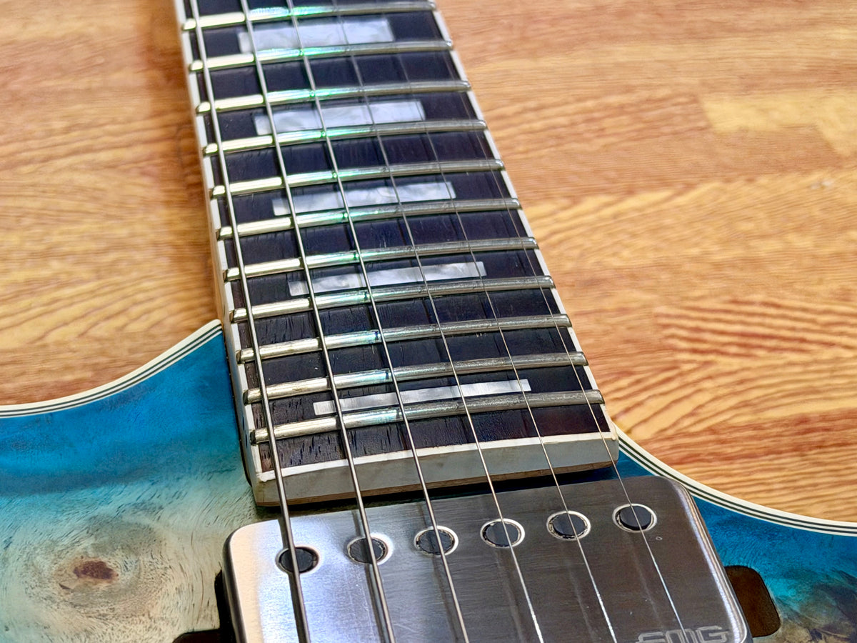 🔥2021🔥 Dean Exile Select 6 Hardtail~ Turquoise Burst Poplar Burl~ EMG Active!