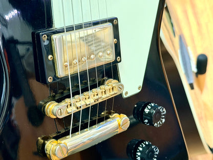⚡️2001⚡️ Epiphone ‘58 Explorer Black~ Korean Made 1958 ~ Gold Hardware~ Unsung MIK!