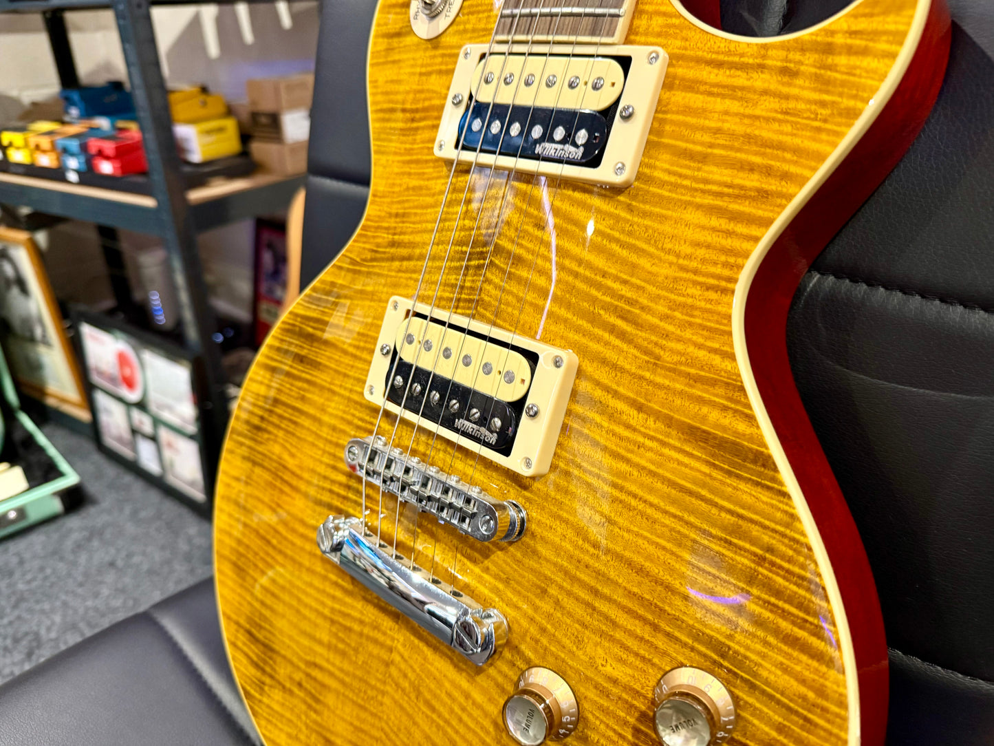 🌟MINT🌟 Vintage V100AFD Flamed Amber Paradise Electric Guitar~ Slash Les Paul!