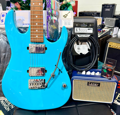 🎁 ELECTRIC GUITAR STARTER PACK 🎁 Ibanez Gio GRX120~Blue~ Laney Amp, Bag ,Tuner