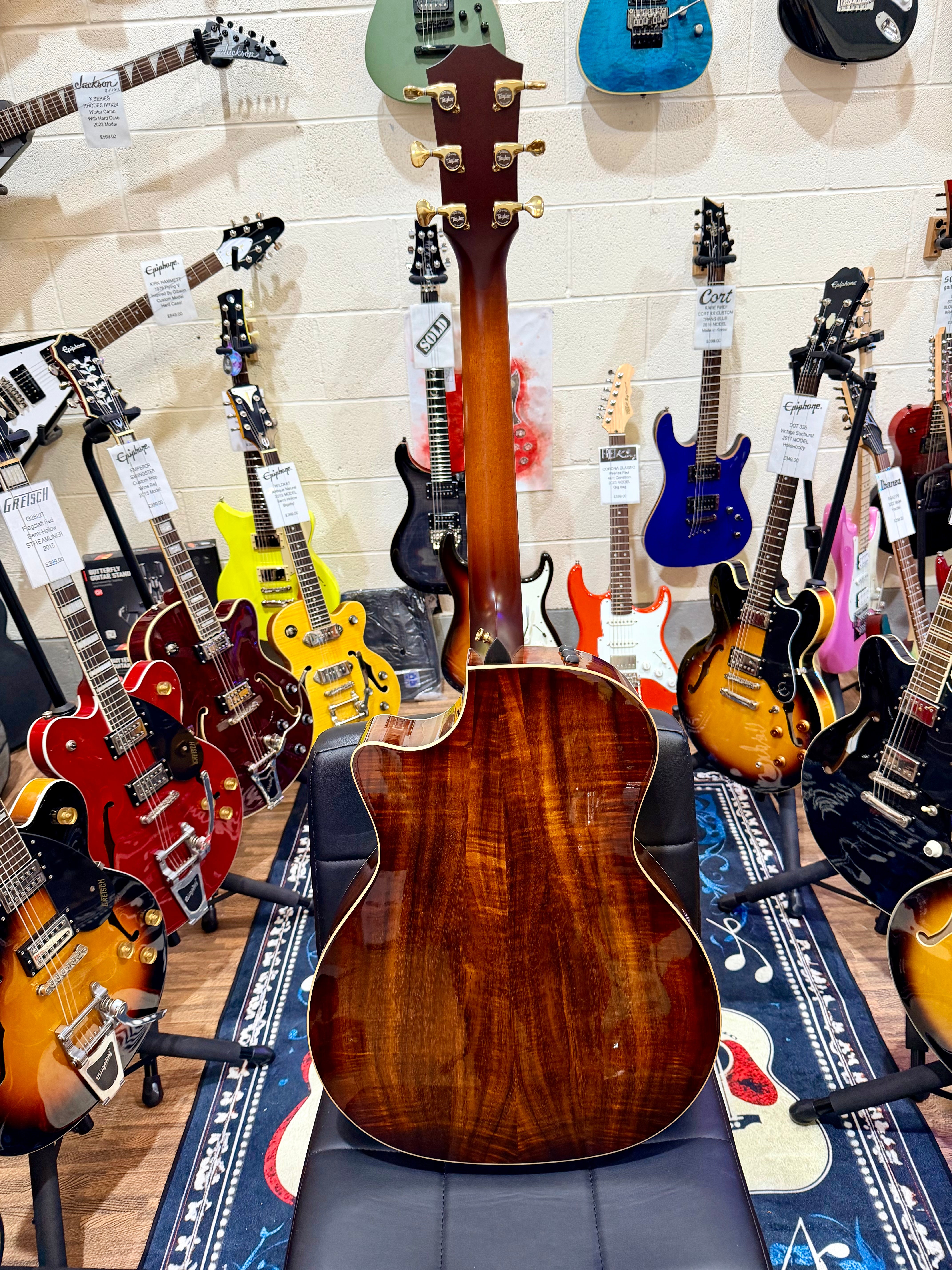 🔥HAWAIIAN KOA🔥 2022 Taylor K24ce~ V-Class~ Shaded Edgeburst~ USA + Hard Case!