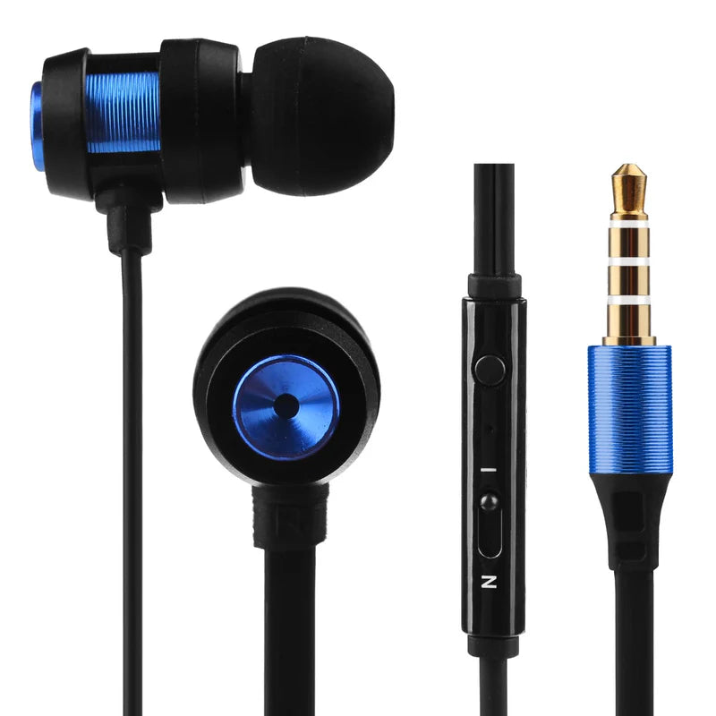 Volkano Alloy Series Metallic Finish Earphones With Microphone & Call Function - Blue