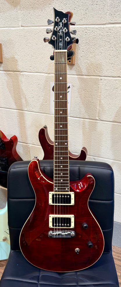 🔥UPGRADED🔥 Harley Benton CST-24 Deluxe~ Black Cherry Flame~ Bare Knuckle P’ups