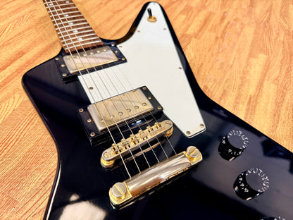 ⚡️2001⚡️ Epiphone ‘58 Explorer Black~ Korean Made 1958 ~ Gold Hardware~ Unsung MIK!