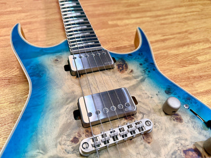 🔥2021🔥 Dean Exile Select 6 Hardtail~ Turquoise Burst Poplar Burl~ EMG Active!