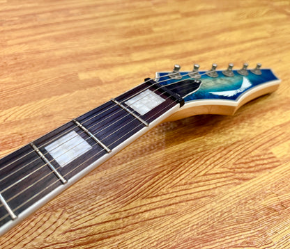 🔥2021🔥 Dean Exile Select 6 Hardtail~ Turquoise Burst Poplar Burl~ EMG Active!