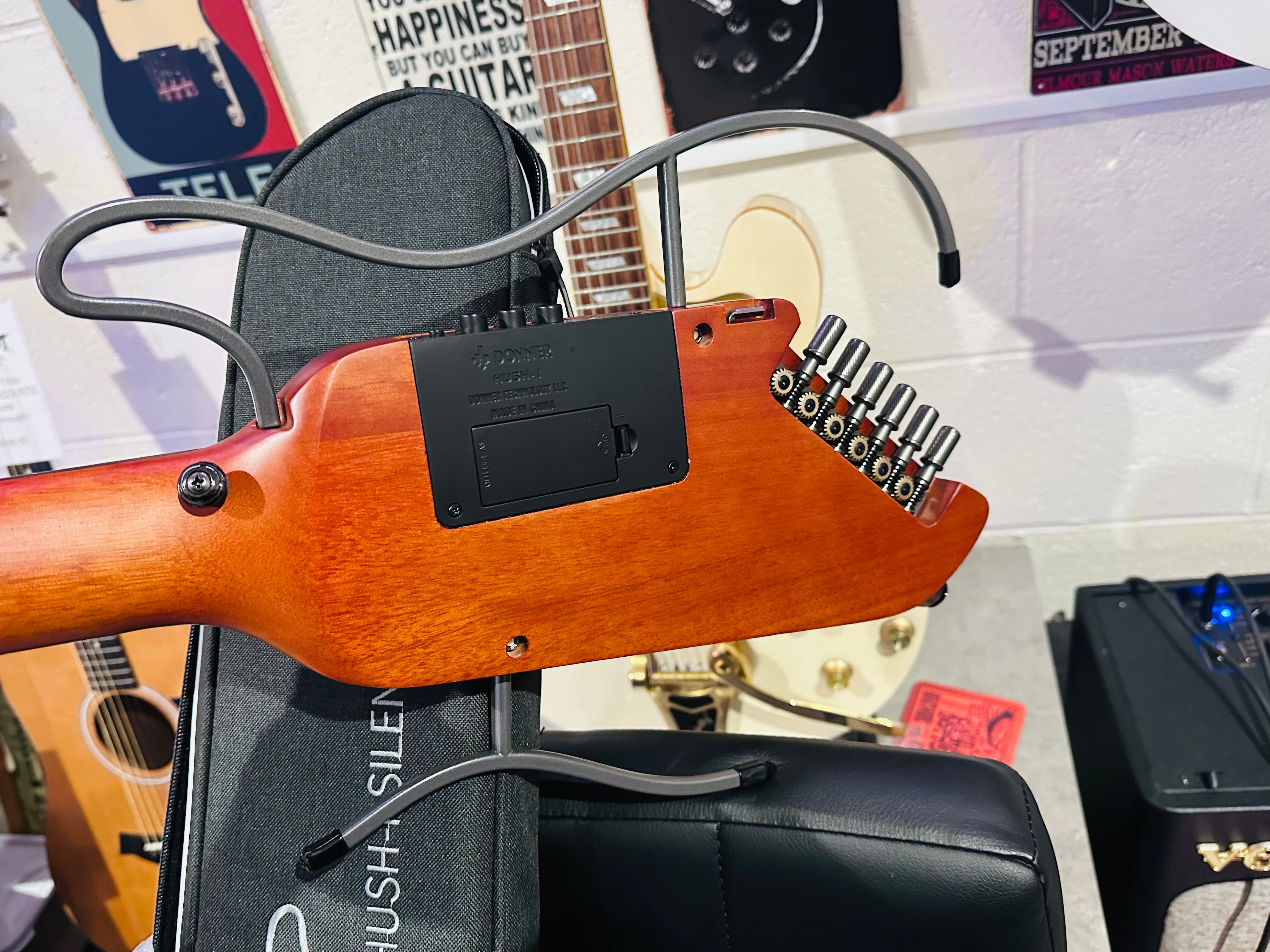 🌟NEW🌟 Donner HUSH-I Electro Acoustic Silent Travel Headless Guitar~ Mahogany!