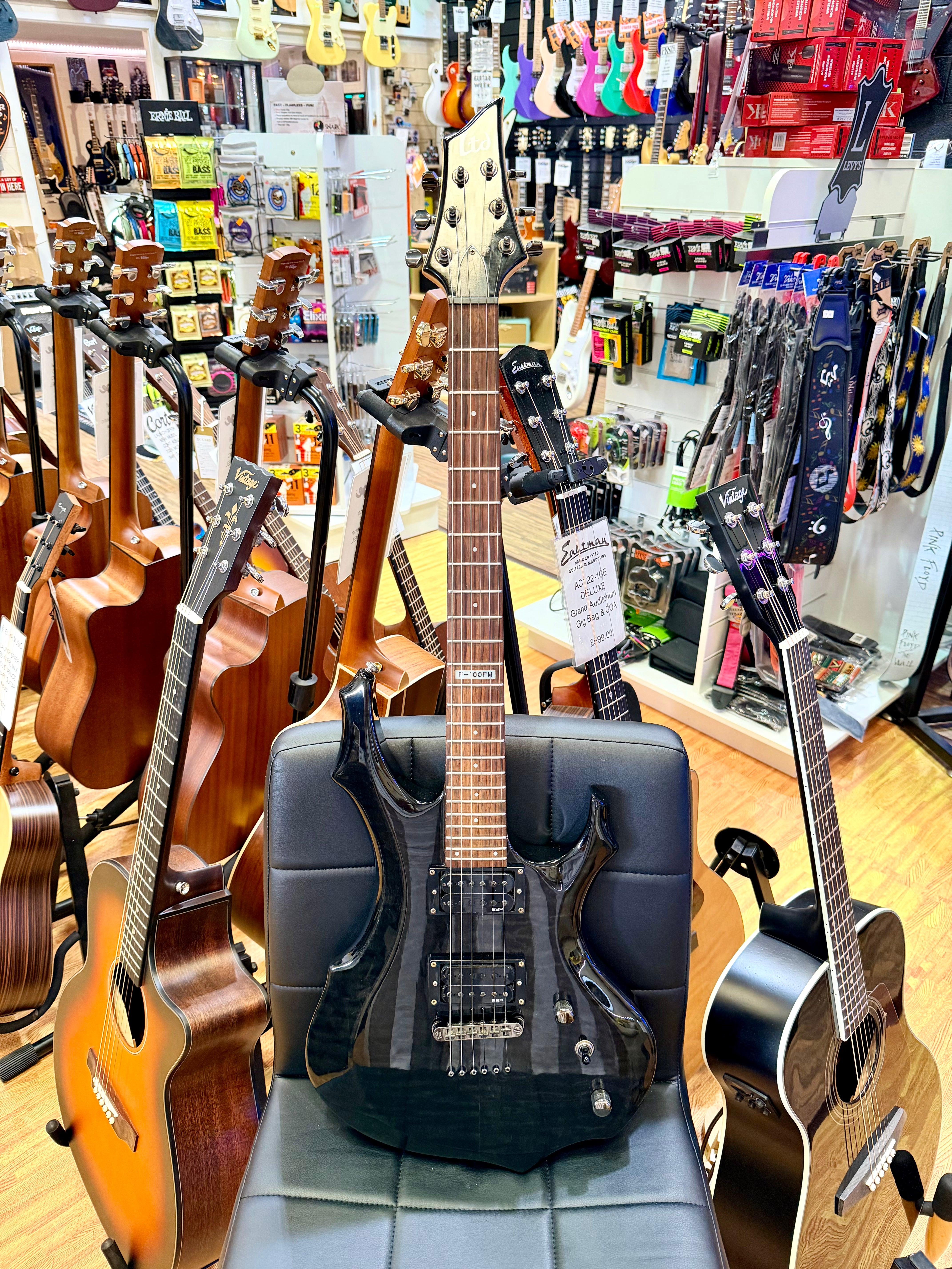 🔥2008🔥 ESP LTD F-100FM See Thru Black Electric Guitar~ Early Model 08!