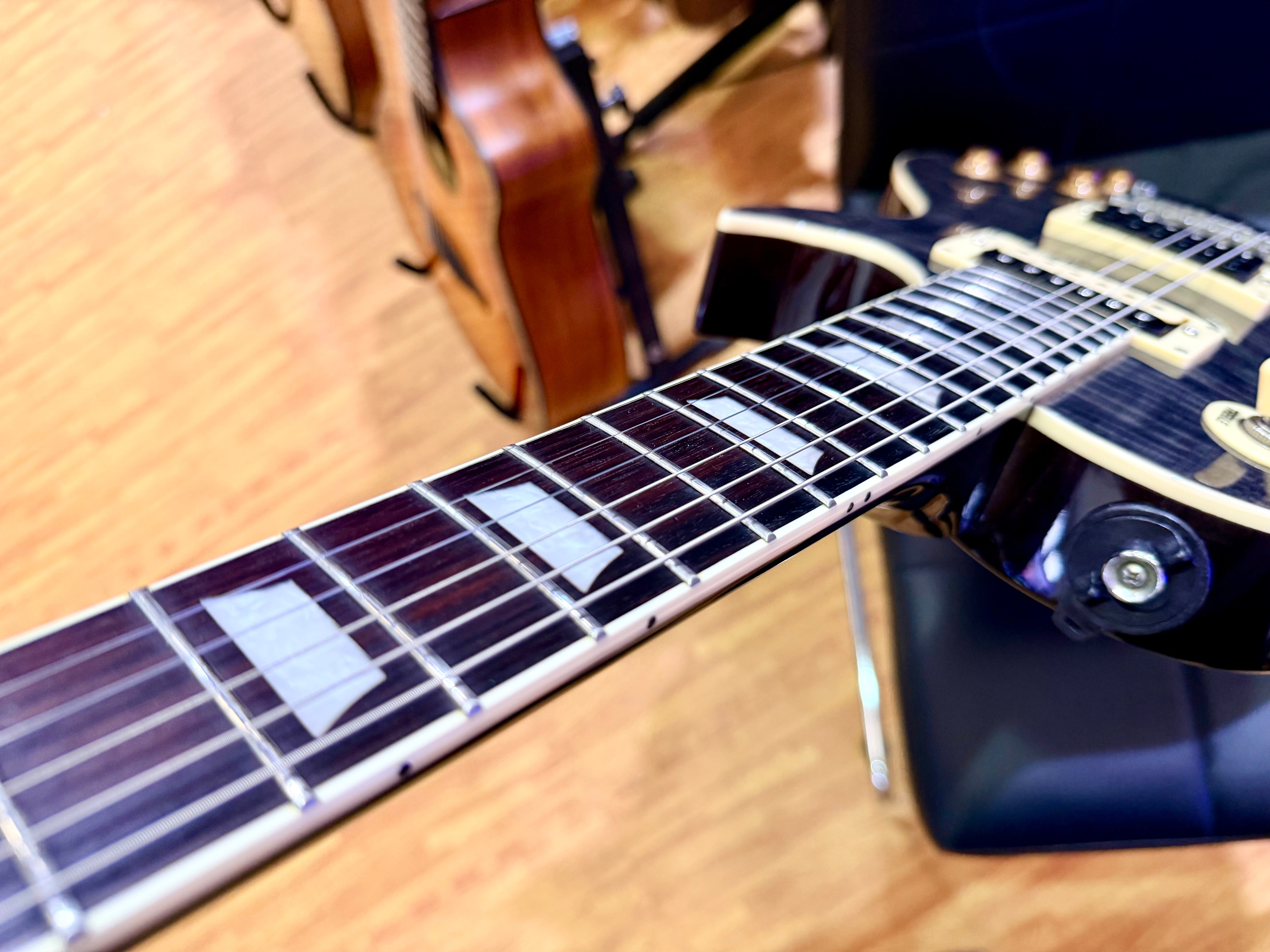 🔥MINT🔥 Vintage V100T BK ReIssued Series Electric Guitar~ Flamed Thru Black LP!