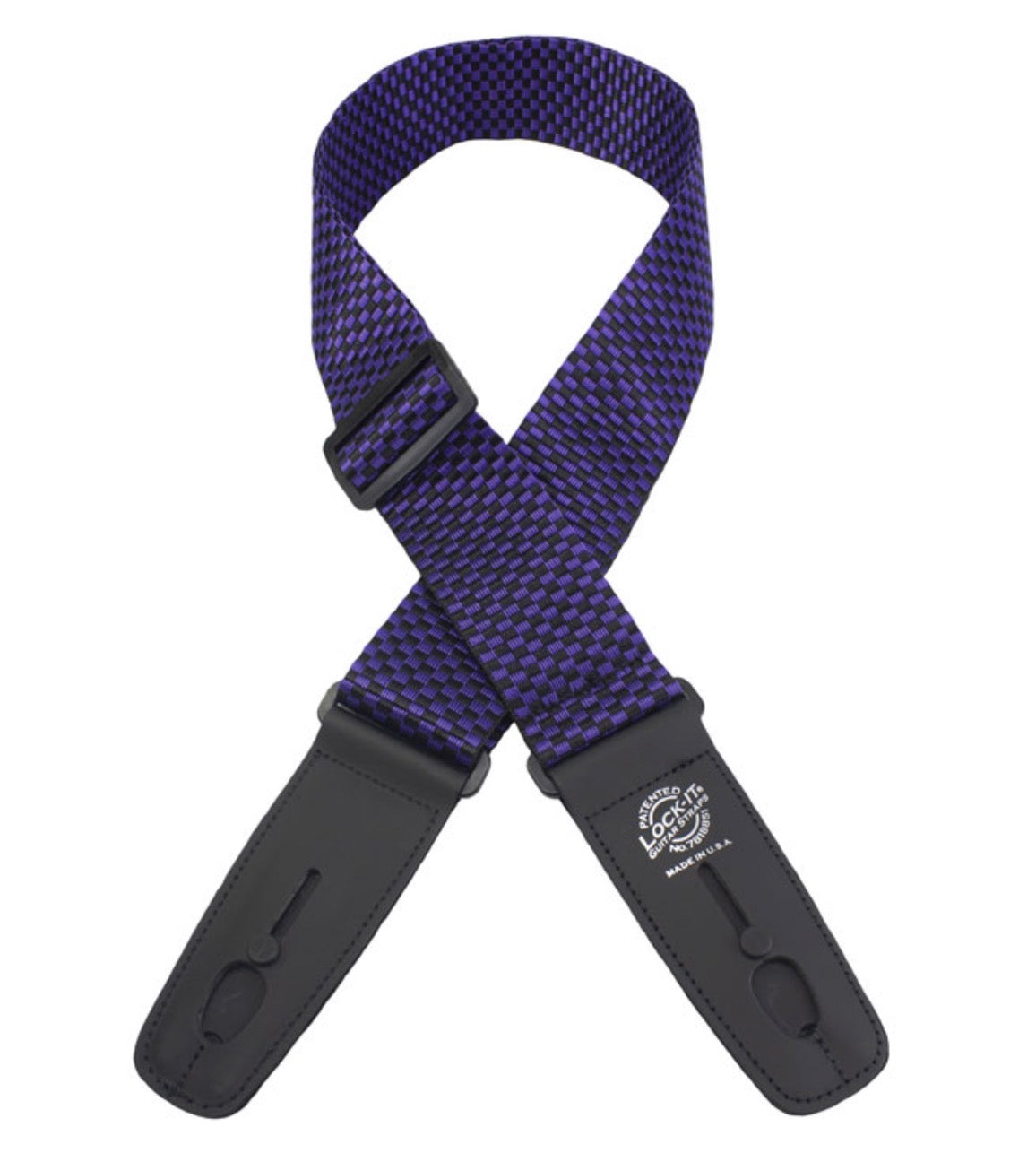 Lock-It Guitar Strap Polypro Series- Purple Checker