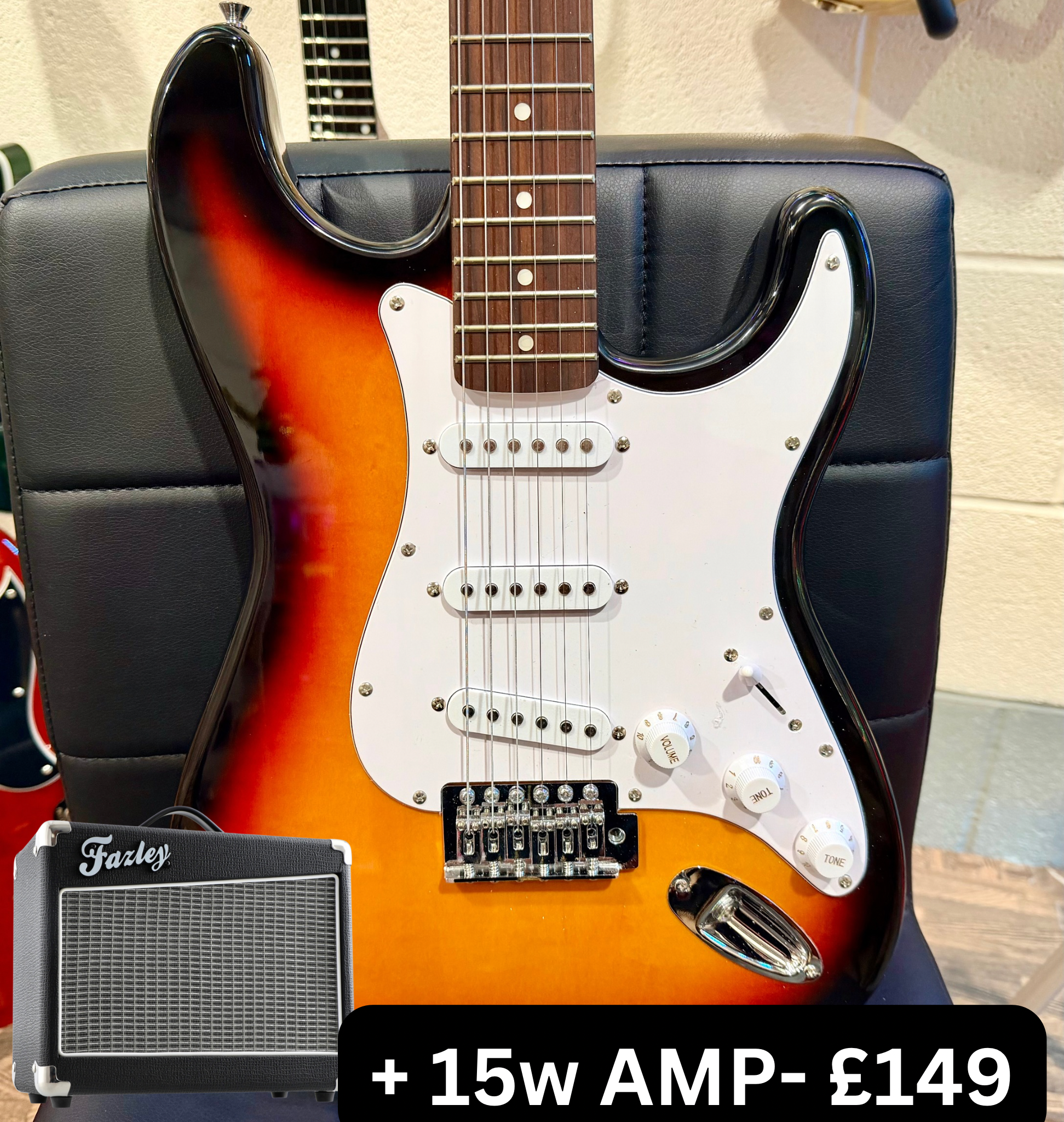 🎄XMAS DEAL🎄 Fazley Classic Series S Electric Guitar Sunburst + Amplifier~ NEW!