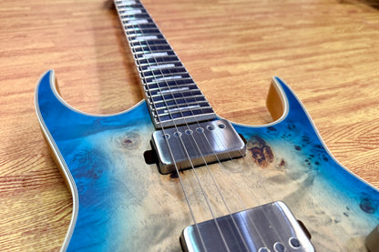 🔥2021🔥 Dean Exile Select 6 Hardtail~ Turquoise Burst Poplar Burl~ EMG Active!