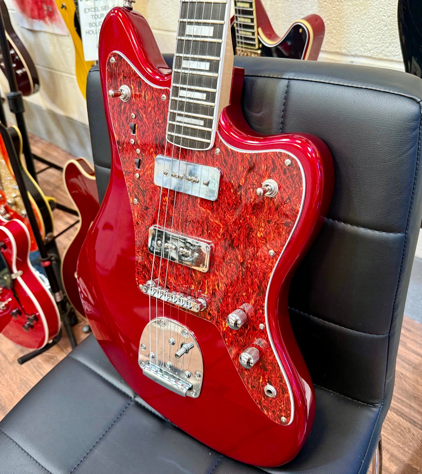 🎸 Custom Made Jaguar Offset Electric Guitar~ Metallic Red~ Soapbar P90’s 🎸