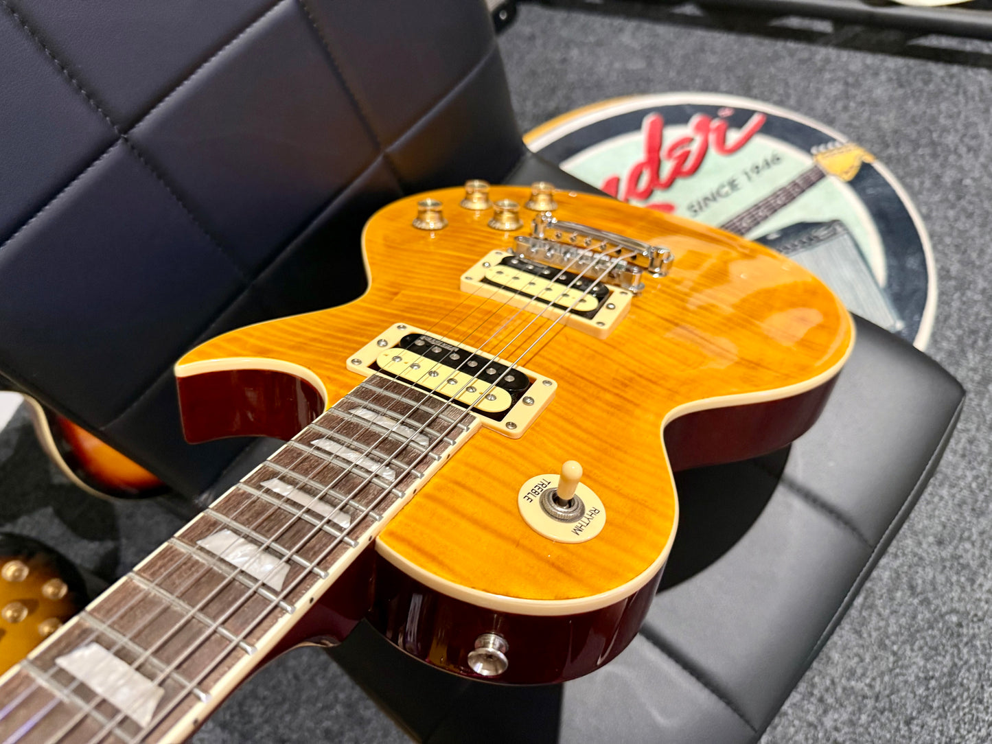 🌟MINT🌟 Vintage V100AFD Flamed Amber Paradise Electric Guitar~ Slash Les Paul!