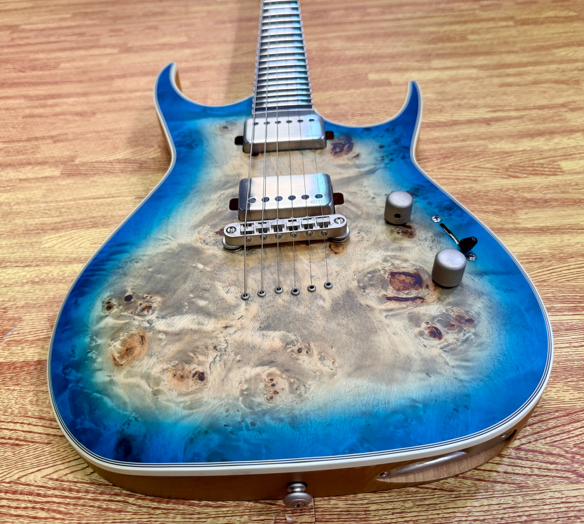 🔥2021🔥 Dean Exile Select 6 Hardtail~ Turquoise Burst Poplar Burl~ EMG Active!