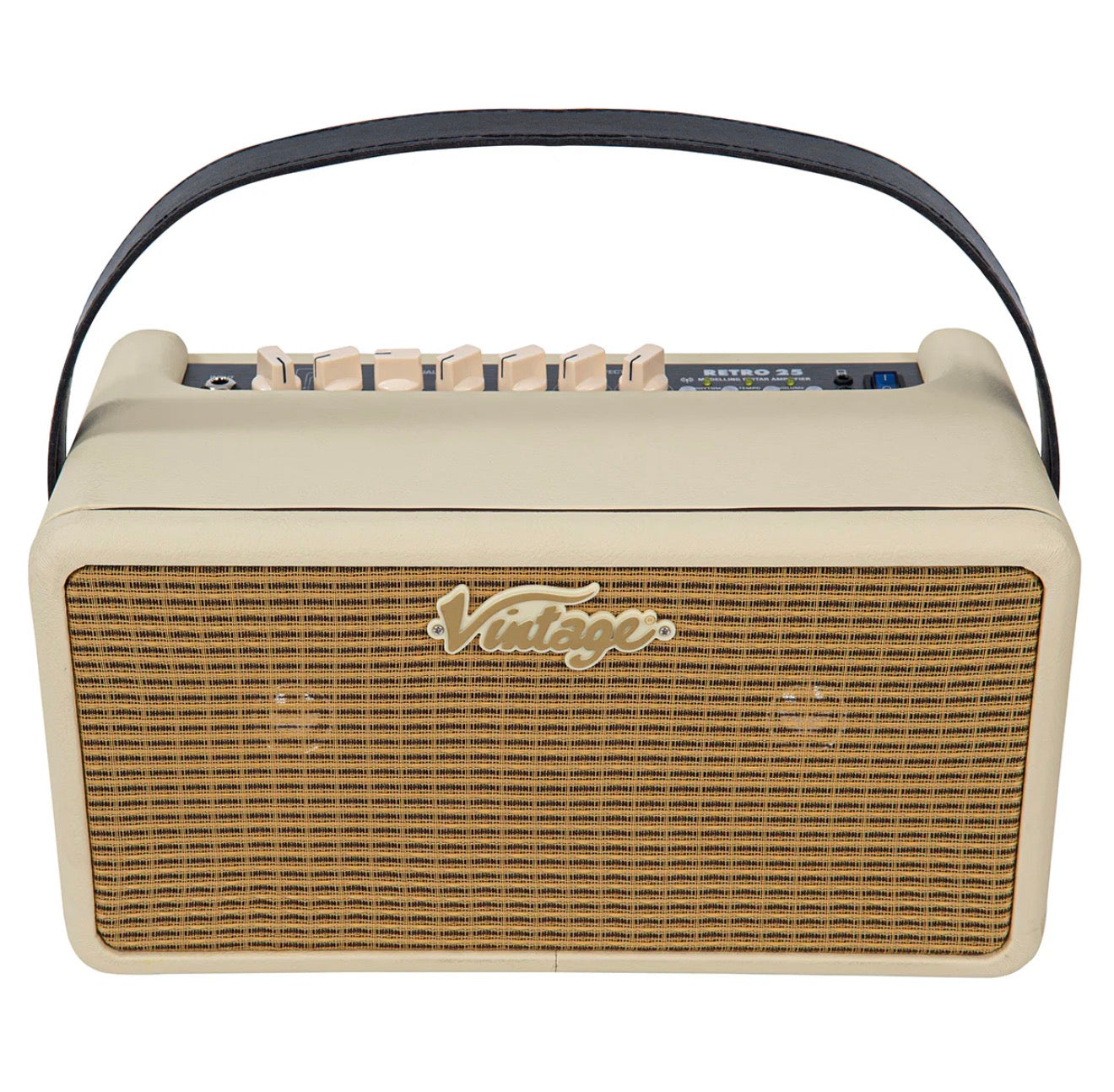 🔥NEW🔥Vintage Retro 25w Guitar Amplifier with DSP + Drum Machine~ Vintage White