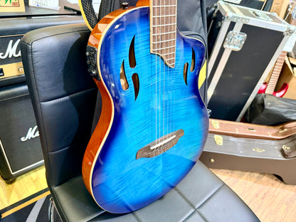 🔥NEW🔥 Ortega TourPlayer Deluxe RTPDLX-FMA Nylon Electro-Acoustic Guitar Blue!