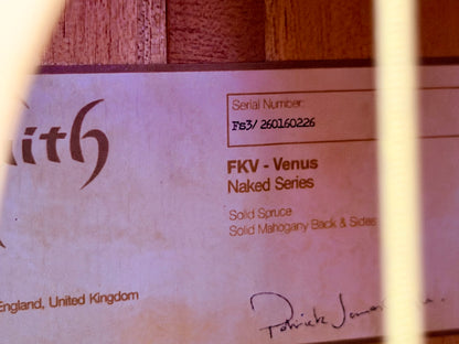 Faith FKV Naked Venus Electro-Acoustic~ All Solid Concert Guitar + GigBag