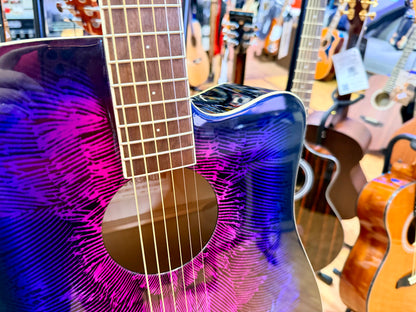 2021 Lindo Swallow Electro-Acoustic Dreadnought Guitar~ Purple/Pink Graphic!