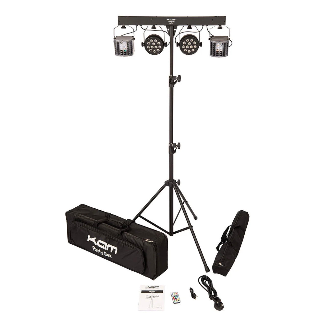 Kam KML407 Party Bar Set with Four lights~ Stand & Carry Bags~ DJ Disco Party
