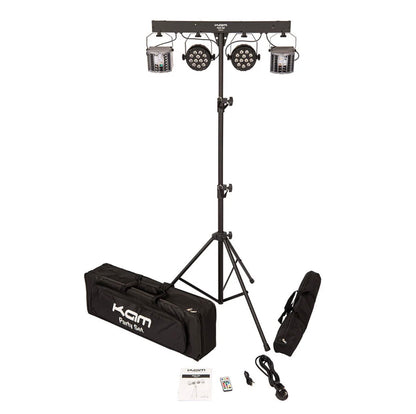 Kam KML407 Party Bar Set with Four lights~ Stand & Carry Bags~ DJ Disco Party