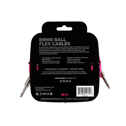 Ernie Ball Flex Instrument Cable- Straight/Straight 20ft- Pink