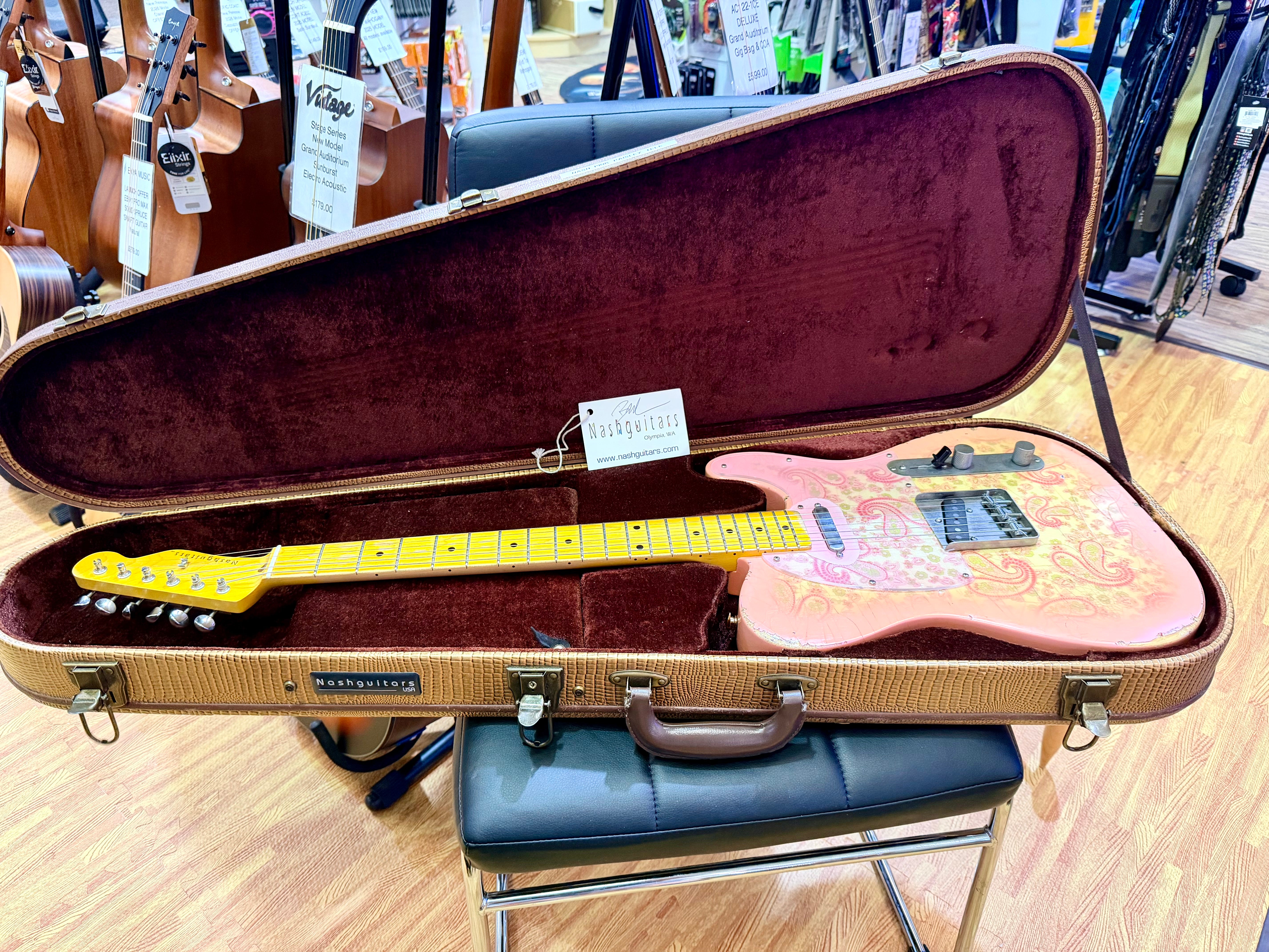 ✨2018✨ Nash Guitars T-68 Pink Paisley Telecaster Relic~ Lollar Pickups + Case!