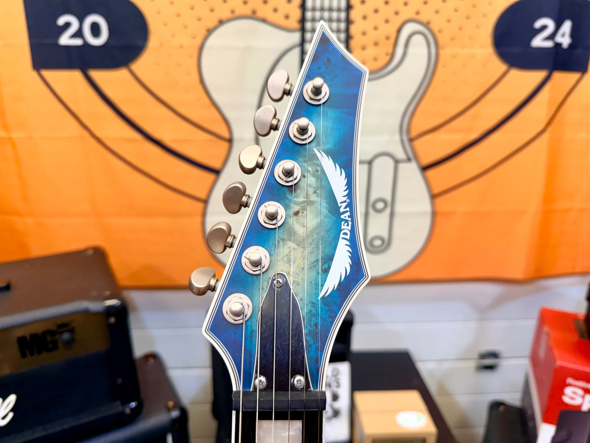 🔥2021🔥 Dean Exile Select 6 Hardtail~ Turquoise Burst Poplar Burl~ EMG Active!